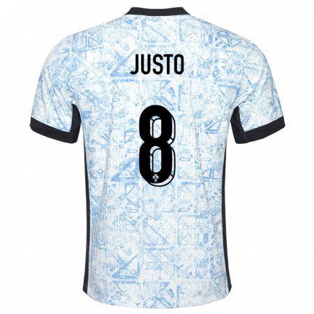 Kandiny Herren Portugal Samuel Justo #8 Cremeblau Auswärtstrikot Trikot 24-26 T-Shirt