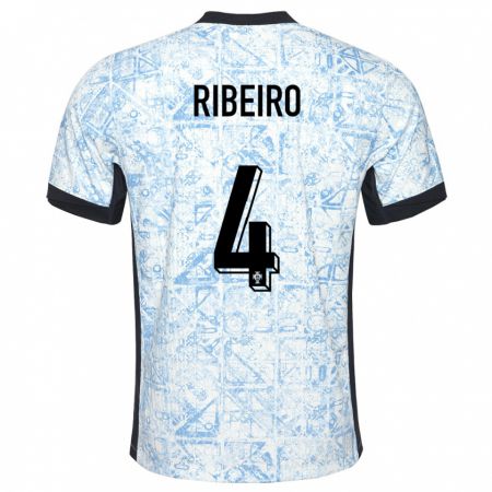 Kandiny Herren Portugal Ricardo Ribeiro #4 Cremeblau Auswärtstrikot Trikot 24-26 T-Shirt