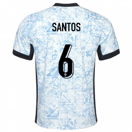Kandiny Herren Portugal Vasco Santos #6 Cremeblau Auswärtstrikot Trikot 24-26 T-Shirt