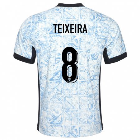 Kandiny Herren Portugal Joao Teixeira #8 Cremeblau Auswärtstrikot Trikot 24-26 T-Shirt