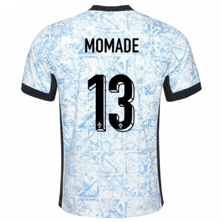 Kandiny Herren Portugal Rayhan Momade #13 Cremeblau Auswärtstrikot Trikot 24-26 T-Shirt