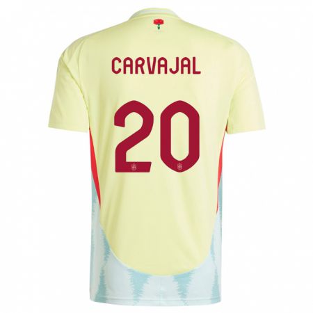 Kandiny Herren Spanien Daniel Carvajal #20 Gelb Auswärtstrikot Trikot 24-26 T-Shirt