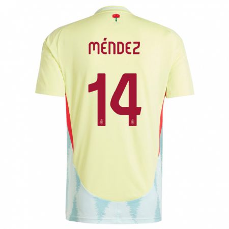 Kandiny Herren Spanien Maria Mendez #14 Gelb Auswärtstrikot Trikot 24-26 T-Shirt
