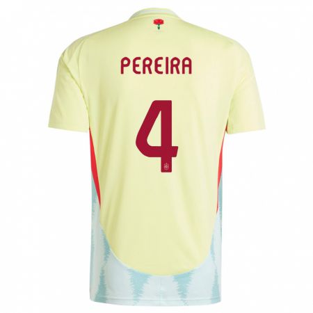 Kandiny Herren Spanien Andrea Pereira #4 Gelb Auswärtstrikot Trikot 24-26 T-Shirt