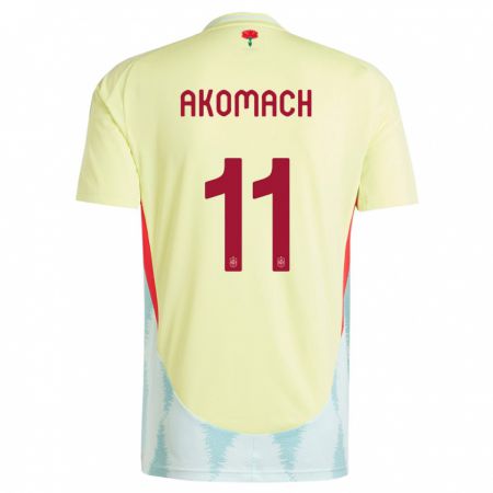 Kandiny Herren Spanien Ilias Akomach #11 Gelb Auswärtstrikot Trikot 24-26 T-Shirt