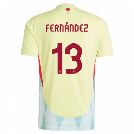 Kandiny Herren Spanien Cesar Fernandez #13 Gelb Auswärtstrikot Trikot 24-26 T-Shirt