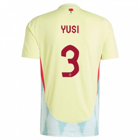 Kandiny Herren Spanien Yusi #3 Gelb Auswärtstrikot Trikot 24-26 T-Shirt