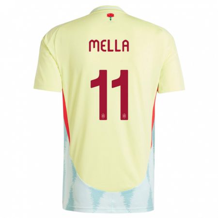 Kandiny Herren Spanien David Mella #11 Gelb Auswärtstrikot Trikot 24-26 T-Shirt
