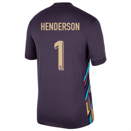 Kandiny Herren England Dean Henderson #1 Dunkle Rosine Auswärtstrikot Trikot 24-26 T-Shirt