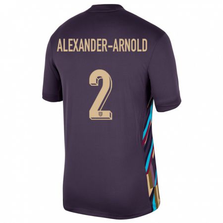 Kandiny Herren England Trent Alexander-Arnold #2 Dunkle Rosine Auswärtstrikot Trikot 24-26 T-Shirt