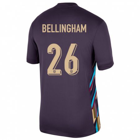Kandiny Herren England Jude Bellingham #26 Dunkle Rosine Auswärtstrikot Trikot 24-26 T-Shirt