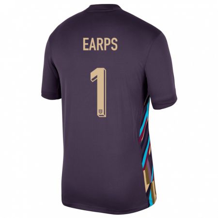Kandiny Herren England Mary Earps #1 Dunkle Rosine Auswärtstrikot Trikot 24-26 T-Shirt