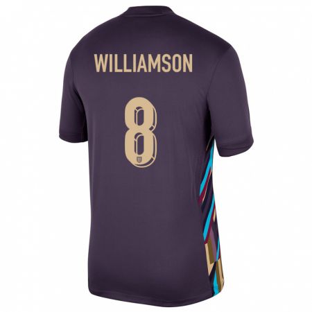 Kandiny Herren England Leah Williamson #8 Dunkle Rosine Auswärtstrikot Trikot 24-26 T-Shirt