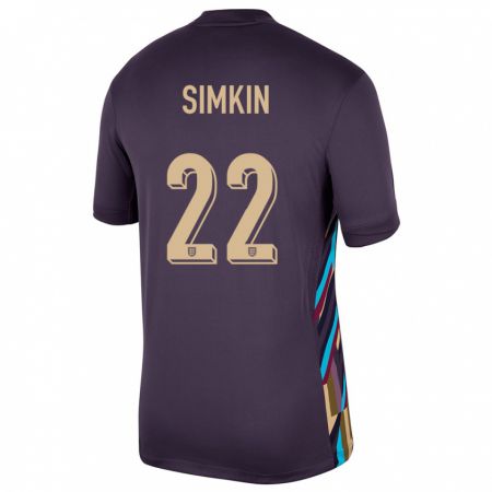 Kandiny Herren England Tommy Simkin #22 Dunkle Rosine Auswärtstrikot Trikot 24-26 T-Shirt