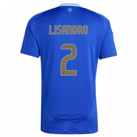 Kandiny Herren Argentinien Lisandro Martinez #2 Blau Auswärtstrikot Trikot 24-26 T-Shirt