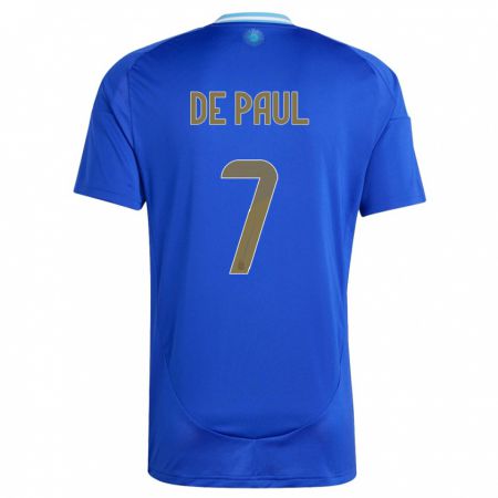 Kandiny Herren Argentinien Rodrigo De Paul #7 Blau Auswärtstrikot Trikot 24-26 T-Shirt