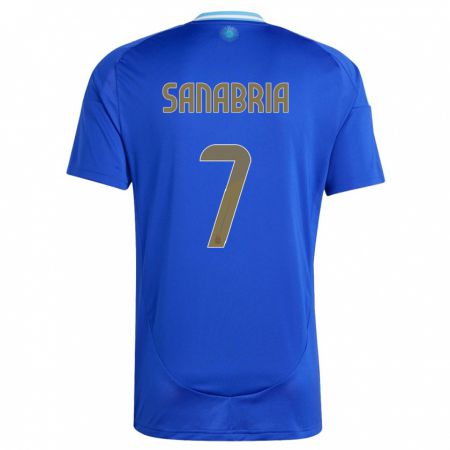 Kandiny Herren Argentinien Mateo Sanabria #7 Blau Auswärtstrikot Trikot 24-26 T-Shirt