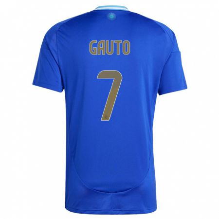 Kandiny Herren Argentinien Juan Gauto #7 Blau Auswärtstrikot Trikot 24-26 T-Shirt