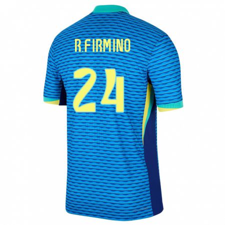 Kandiny Herren Brasilien Roberto Firmino #24 Blau Auswärtstrikot Trikot 24-26 T-Shirt
