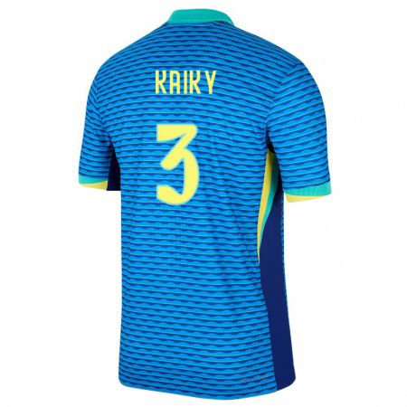 Kandiny Herren Brasilien Kaiky #3 Blau Auswärtstrikot Trikot 24-26 T-Shirt