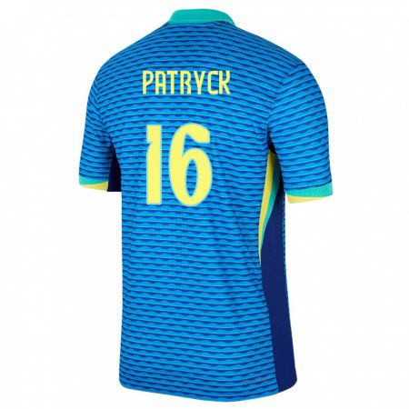 Kandiny Herren Brasilien Patryck #16 Blau Auswärtstrikot Trikot 24-26 T-Shirt