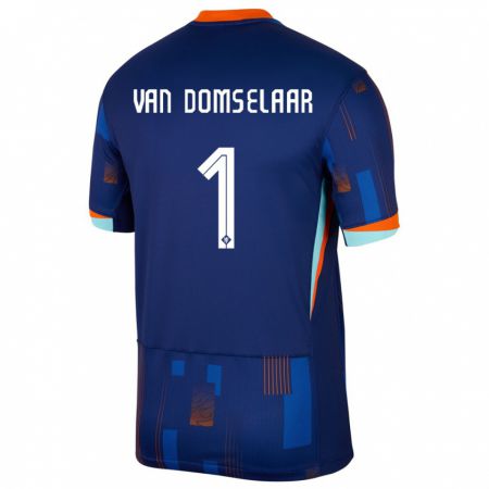 Kandiny Herren Niederlande Daphne Van Domselaar #1 Blau Auswärtstrikot Trikot 24-26 T-Shirt