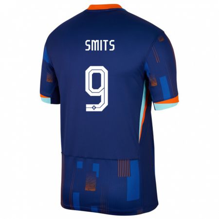Kandiny Herren Niederlande Joelle Smits #9 Blau Auswärtstrikot Trikot 24-26 T-Shirt