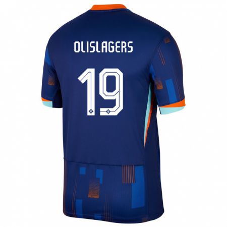 Kandiny Herren Niederlande Marisa Olislagers #19 Blau Auswärtstrikot Trikot 24-26 T-Shirt