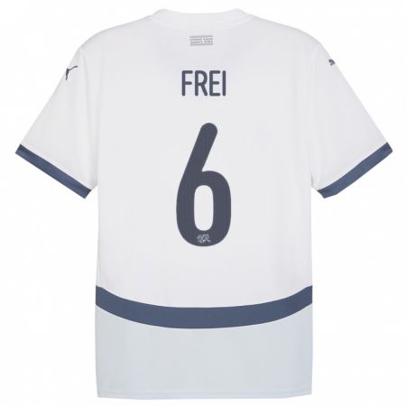 Kandiny Herren Schweiz Fabian Frei #6 Weiß Auswärtstrikot Trikot 24-26 T-Shirt