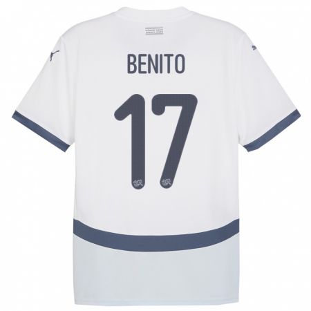 Kandiny Herren Schweiz Loris Benito #17 Weiß Auswärtstrikot Trikot 24-26 T-Shirt