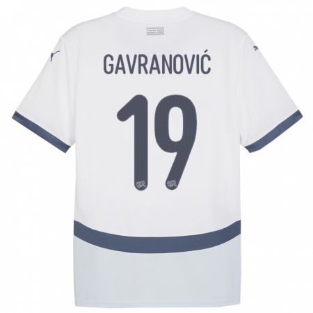 Kandiny Herren Schweiz Mario Gavranovic #19 Weiß Auswärtstrikot Trikot 24-26 T-Shirt