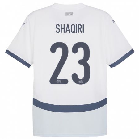 Kandiny Herren Schweiz Xherdan Shaqiri #23 Weiß Auswärtstrikot Trikot 24-26 T-Shirt