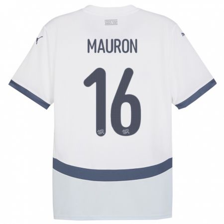 Kandiny Herren Schweiz Sandrine Mauron #16 Weiß Auswärtstrikot Trikot 24-26 T-Shirt