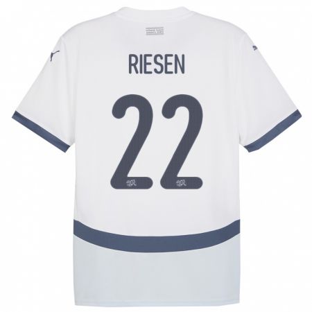 Kandiny Herren Schweiz Nadine Riesen #22 Weiß Auswärtstrikot Trikot 24-26 T-Shirt