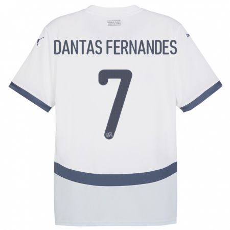 Kandiny Herren Schweiz Ronaldo Dantas Fernandes #7 Weiß Auswärtstrikot Trikot 24-26 T-Shirt