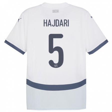 Kandiny Herren Schweiz Albian Hajdari #5 Weiß Auswärtstrikot Trikot 24-26 T-Shirt