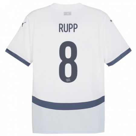 Kandiny Herren Schweiz Noah Rupp #8 Weiß Auswärtstrikot Trikot 24-26 T-Shirt