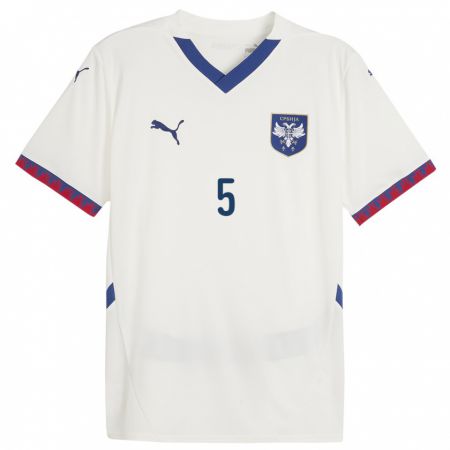 Kandiny Herren Serbien Milan Majstorovic #5 Weiß Auswärtstrikot Trikot 24-26 T-Shirt