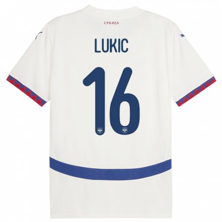 Kandiny Herren Serbien Sasa Lukic #16 Weiß Auswärtstrikot Trikot 24-26 T-Shirt