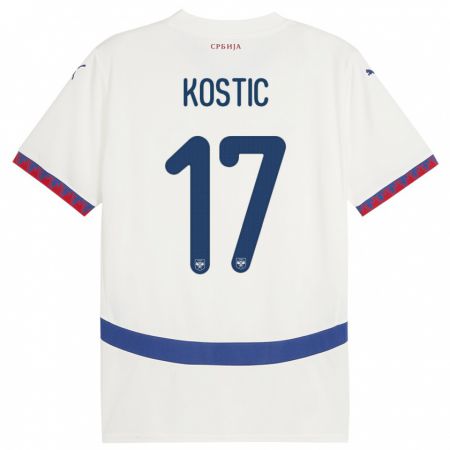 Kandiny Herren Serbien Filip Kostic #17 Weiß Auswärtstrikot Trikot 24-26 T-Shirt
