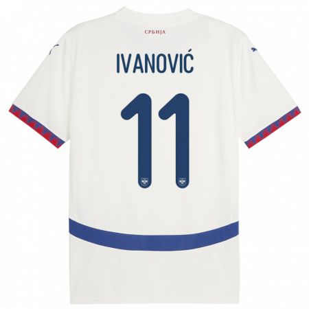 Kandiny Herren Serbien Miljana Ivanovic #11 Weiß Auswärtstrikot Trikot 24-26 T-Shirt