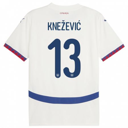 Kandiny Herren Serbien Milana Knezevic #13 Weiß Auswärtstrikot Trikot 24-26 T-Shirt