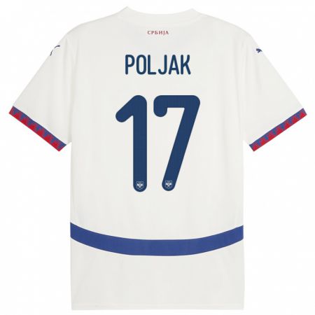 Kandiny Herren Serbien Allegra Poljak #17 Weiß Auswärtstrikot Trikot 24-26 T-Shirt