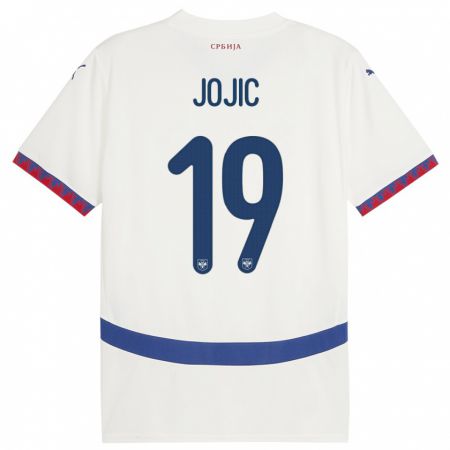 Kandiny Herren Serbien Nikola Jojic #19 Weiß Auswärtstrikot Trikot 24-26 T-Shirt