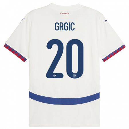 Kandiny Herren Serbien Dario Grgic #20 Weiß Auswärtstrikot Trikot 24-26 T-Shirt
