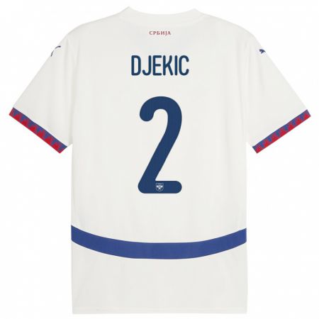Kandiny Herren Serbien Djuro Giulio Djekic #2 Weiß Auswärtstrikot Trikot 24-26 T-Shirt