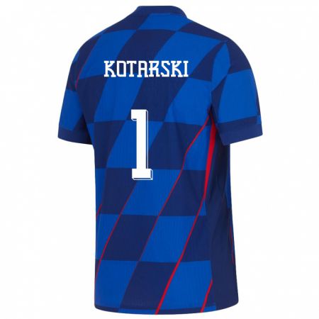 Kandiny Herren Kroatien Dominik Kotarski #1 Blau Auswärtstrikot Trikot 24-26 T-Shirt