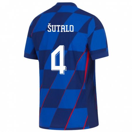 Kandiny Herren Kroatien Bosko Sutalo #4 Blau Auswärtstrikot Trikot 24-26 T-Shirt