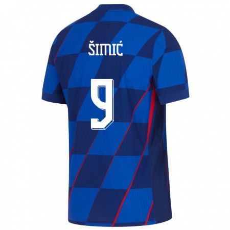 Kandiny Herren Kroatien Roko Simic #9 Blau Auswärtstrikot Trikot 24-26 T-Shirt