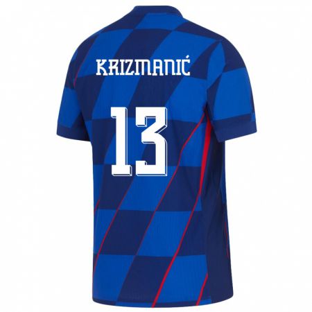 Kandiny Herren Kroatien Kresimir Krizmanic #13 Blau Auswärtstrikot Trikot 24-26 T-Shirt
